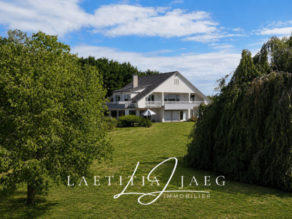 Maison atypique sur un terrain de 85 ares à Boofzheim, avec un étang et un grand jardin.