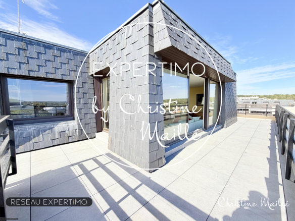 Appartement toit-terrasse à Versailles avec vue panoramique et terrasse spacieuse.