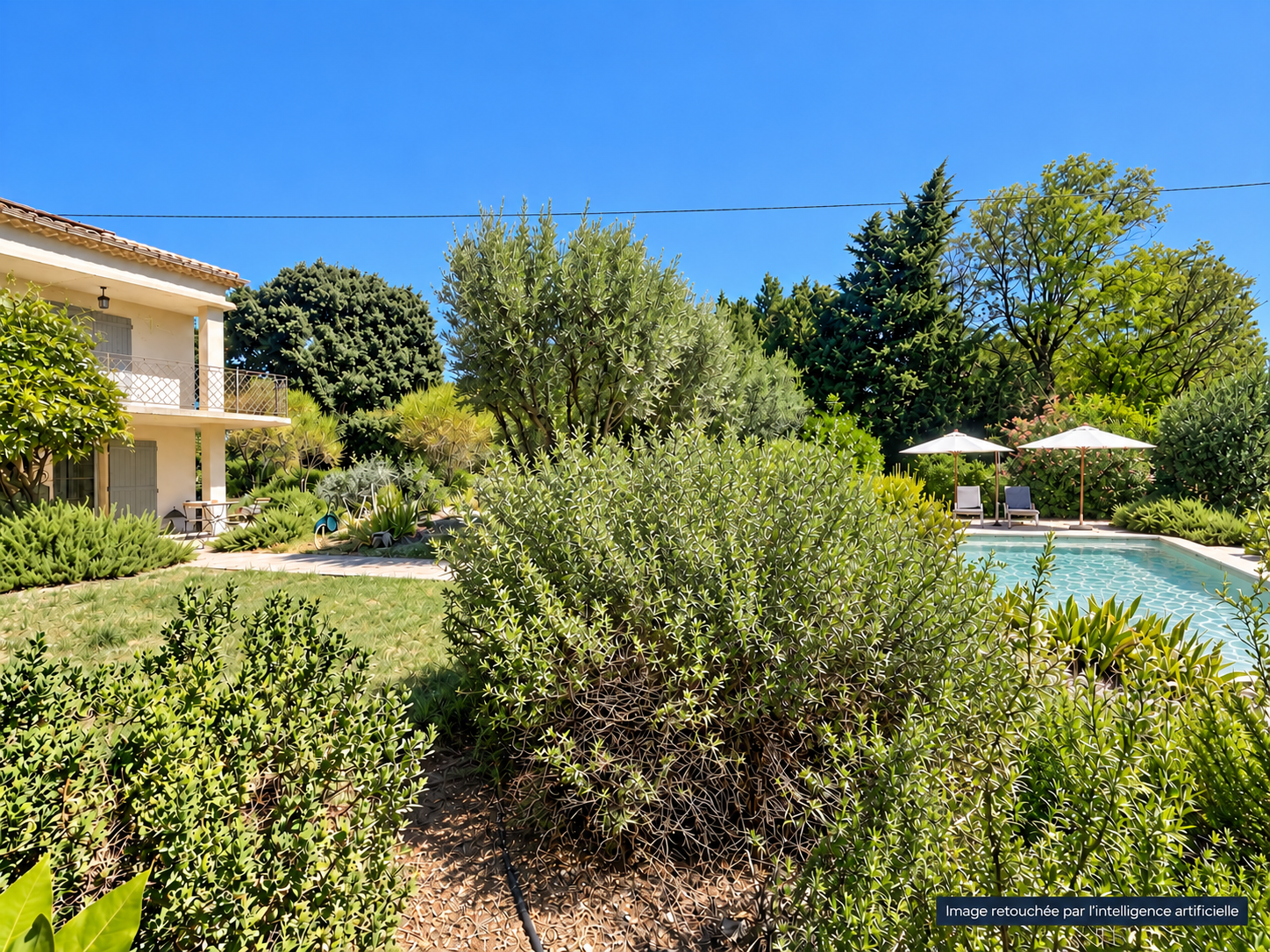 Propriété avec piscine entourée de végétation méditerranéenne à Vacqueyras.