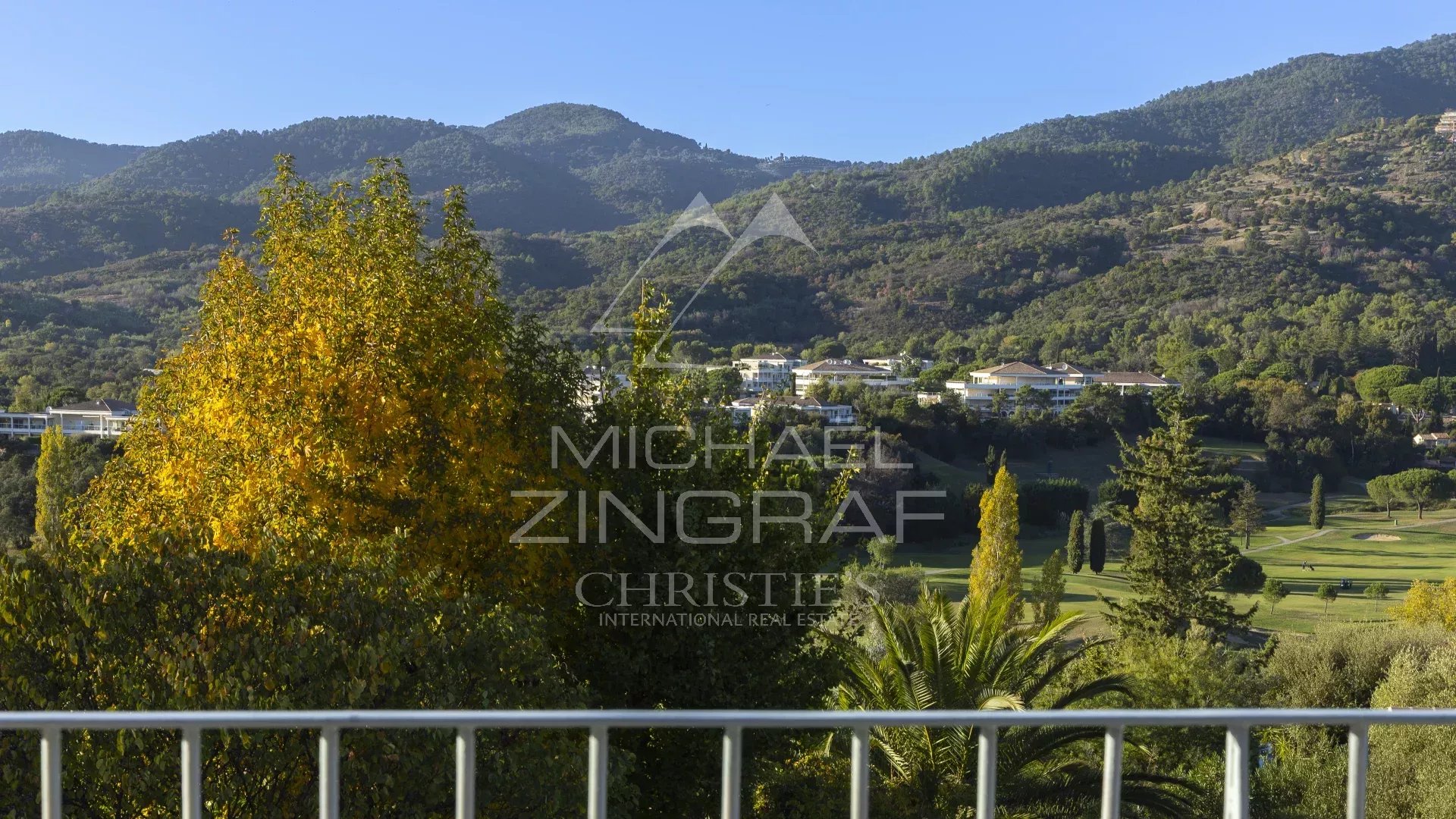 Mountain and golf course view from a house in Mandelieu-La Napoule.