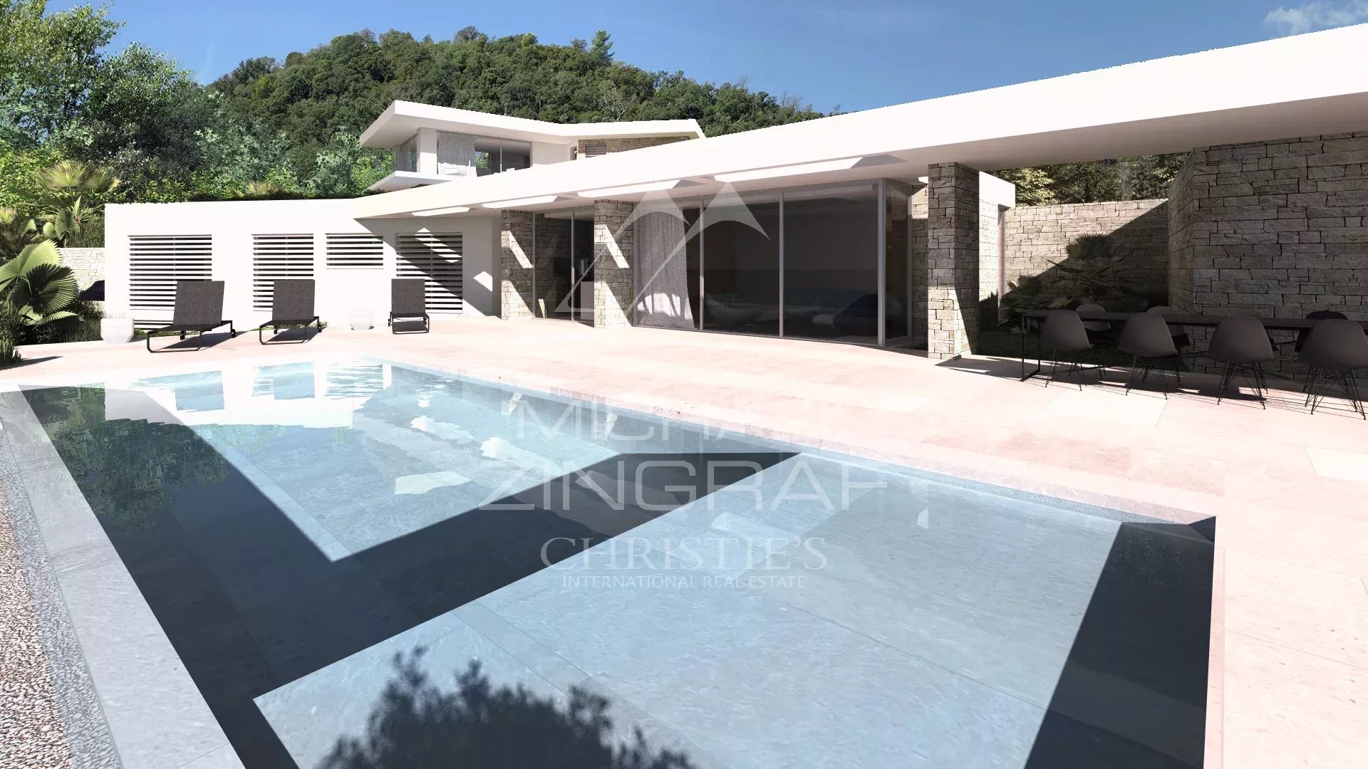 Propriété à rénover à Théoule-sur-Mer Vue d'une propriété à rénover avec piscine et espace extérieur à Théoule-sur-Mer.