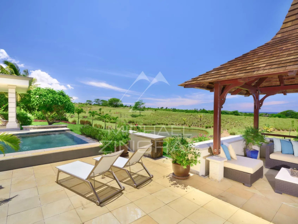 Elegant villa with pool and golf views in Bel Ombre, Mauritius.
