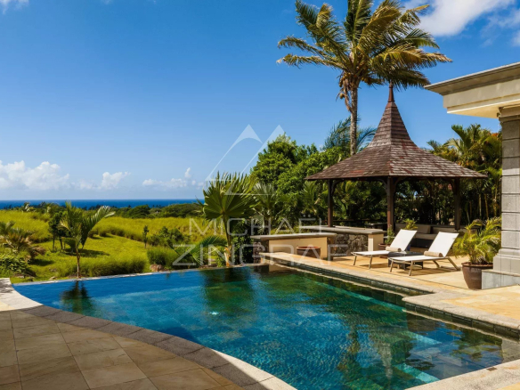 Villa with pool and ocean view in Bel Ombre, Mauritius.