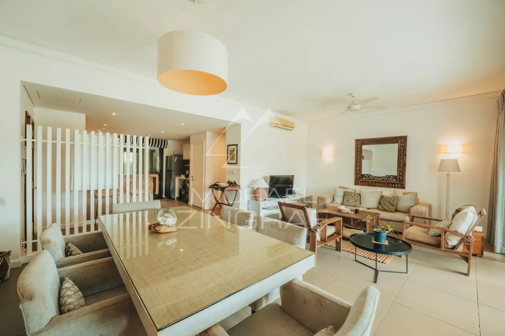 Elegant apartment in Haute Rive Interior of an elegant apartment with a large living and dining room, in Haute Rive.