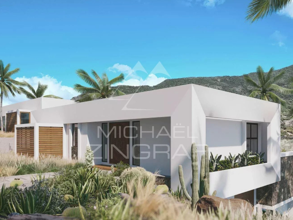 Villa moderne de 4 chambres avec vue sur montagnes et mer, entourée de végétation à Rivière Noire.