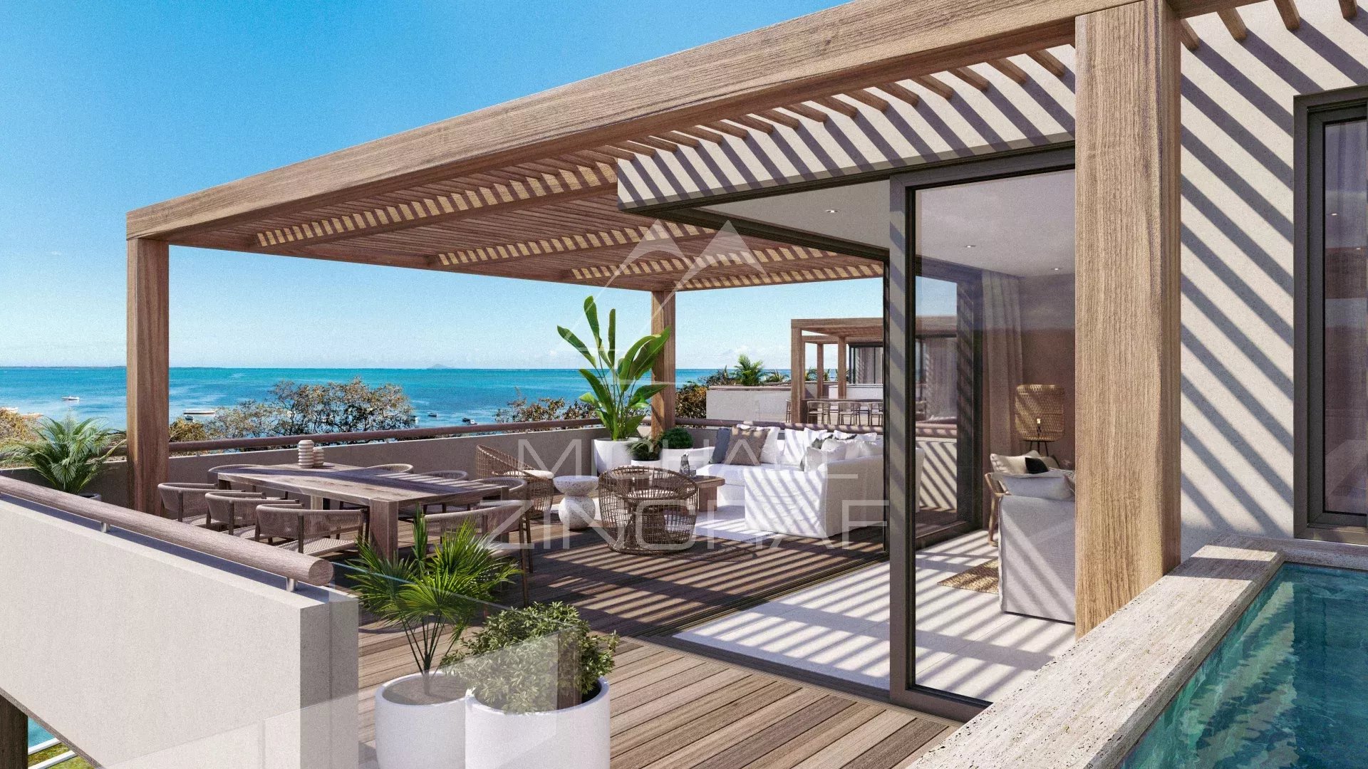 Luxury penthouse in Roches Noires Penthouse with terrace and ocean view in Roches Noires, Mauritius.