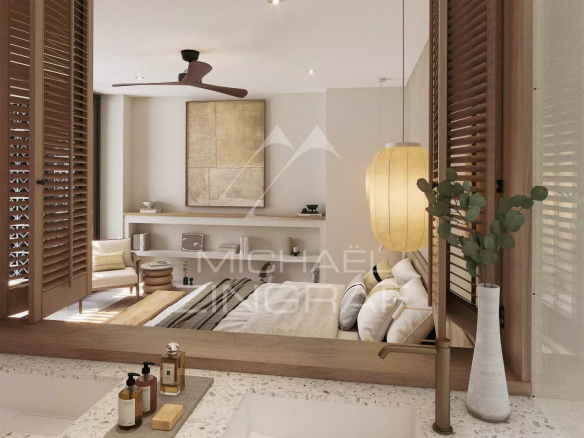 Interior of a modern apartment with a bright living room and contemporary decor.