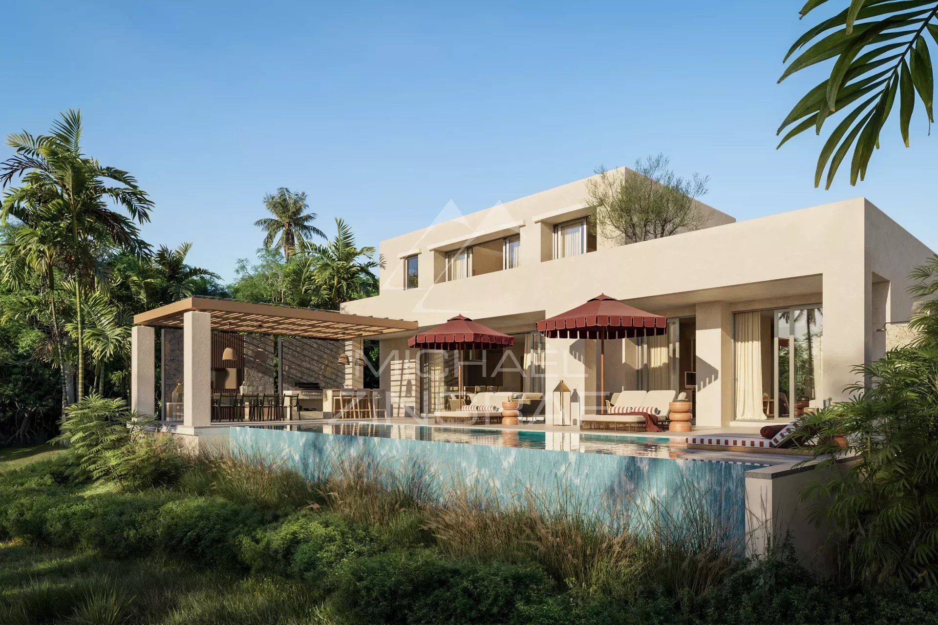 Villas de luxe avec piscine et jardin à Bel Ombre, île Maurice.