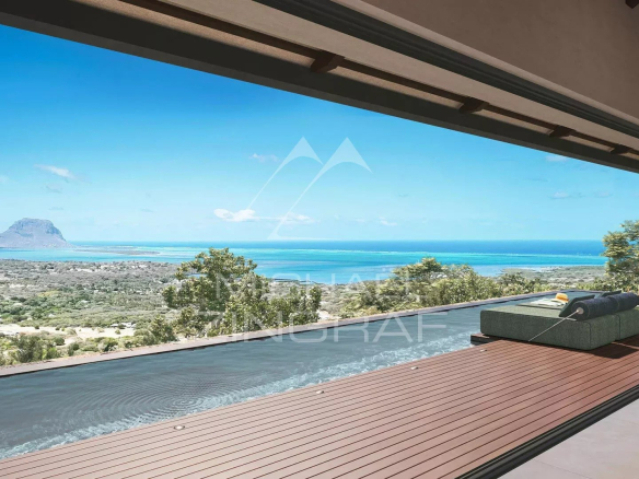 Villa de luxe avec piscine à débordement et vue sur Le Morne Brabant à Rivière Noire.