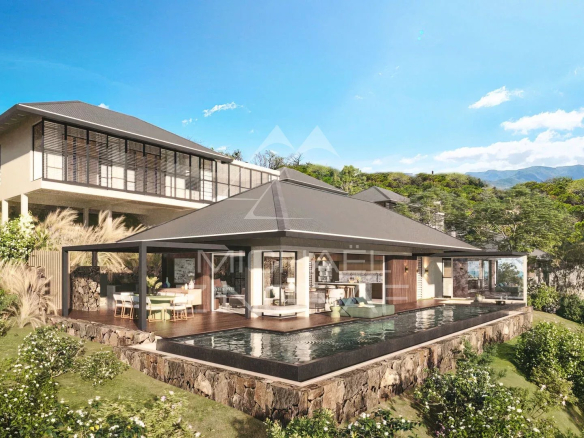Villa de luxe contemporaine avec piscine et vue sur les montagnes à Rivière Noire.