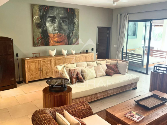 Intérieur d'un appartement élégant avec un salon spacieux et une décoration moderne à Bain Bœuf.