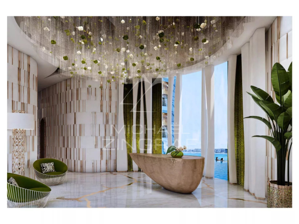 Intérieur d'un appartement à Dubaï avec un design contemporain, lumière naturelle et décoration moderne.