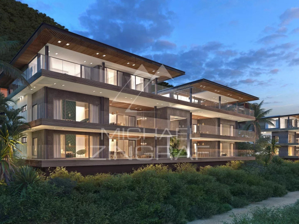 Appartement moderne avec vue sur l'océan et le Morne, entouré de verdure à Rivière Noire.