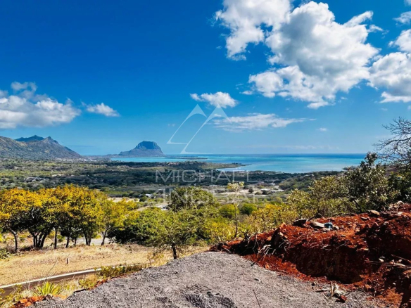 Vue panoramique sur les montagnes et l'océan depuis une crête à Rivière Noire.
