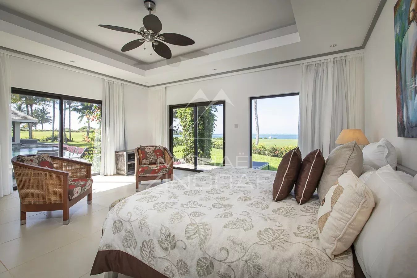 Chambre de la Villa Lunea Chambre avec vue sur le lagon et le golf, Villa Lunea, Ile Maurice.