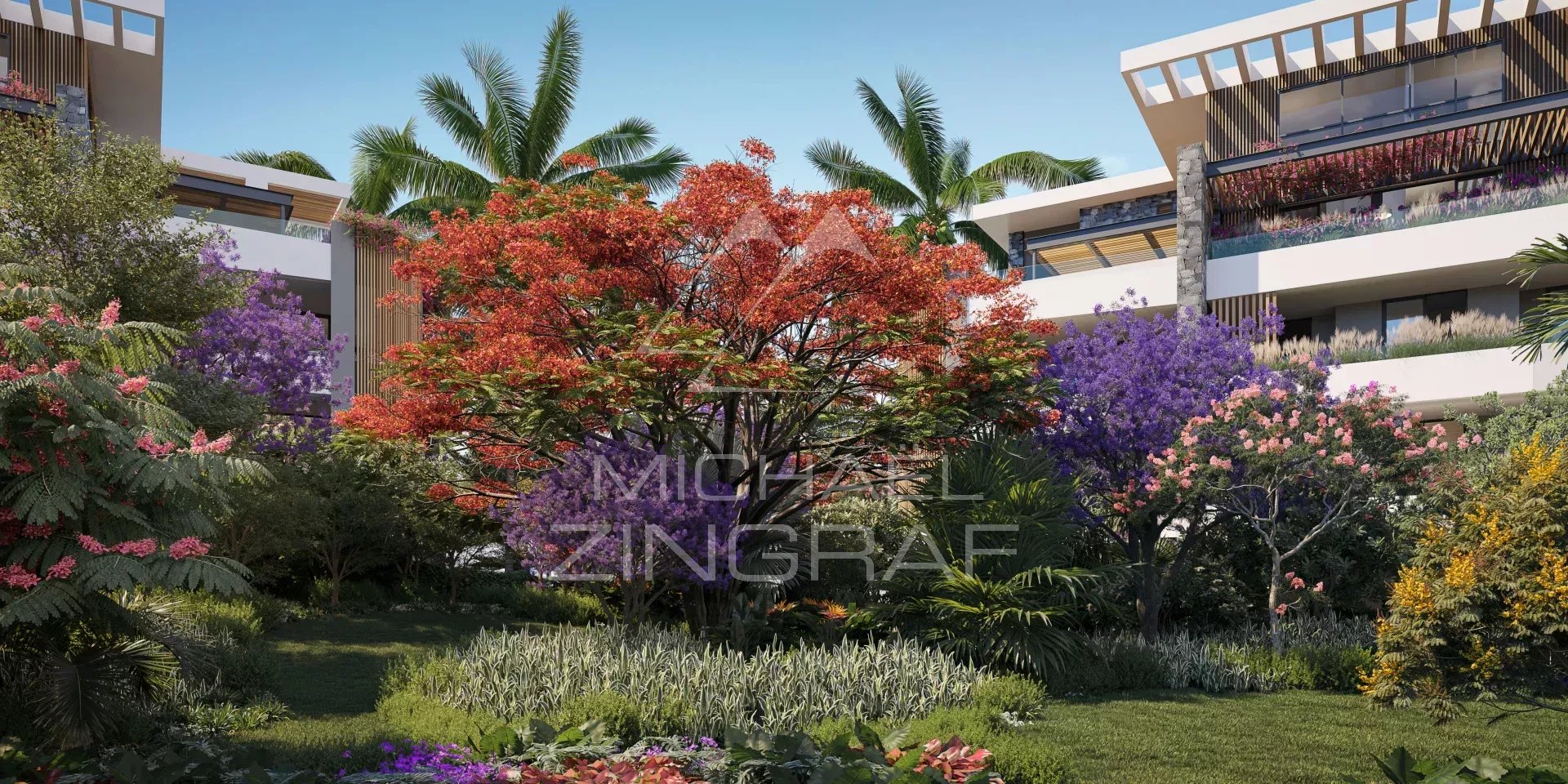 Tropical Garden at Royal Park Tropical garden with trees and colorful flowers in Royal Park, Balaclava.