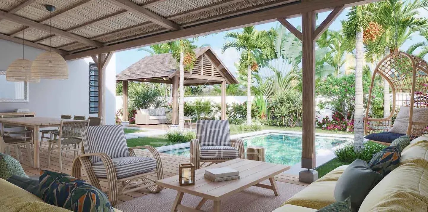 Villa à Grand Baie Intérieur d'une villa avec piscine et jardin à Grand Baie, Île Maurice.