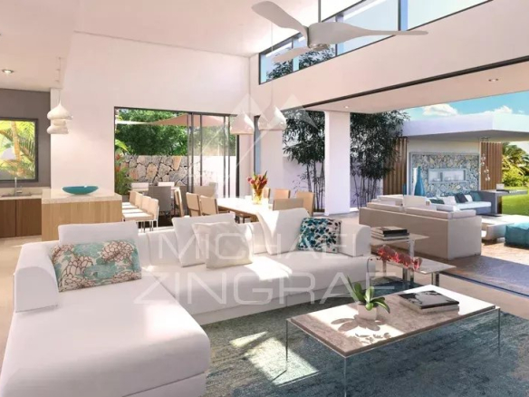 Interior of a contemporary villa under construction overlooking a golf course in Haute Rive.