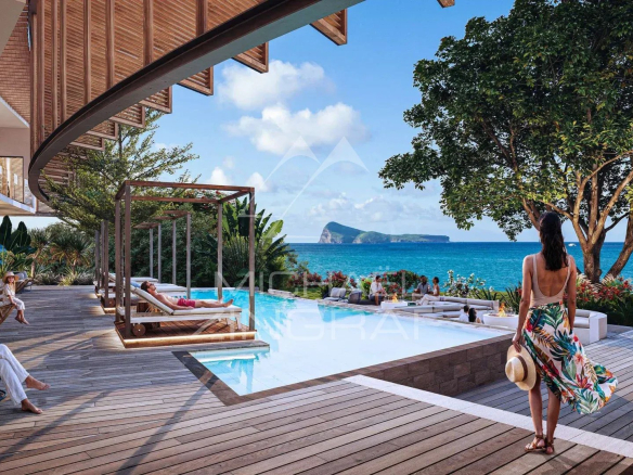 Penthouse moderne avec piscine et vue sur la mer à Anse La Raie, Île Maurice.
