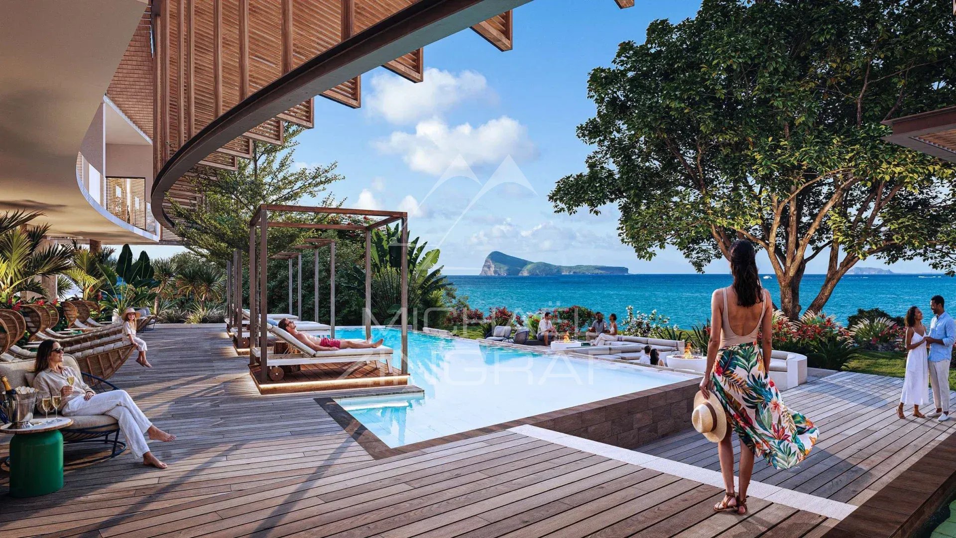 Villas de luxe avec piscine et vue sur la mer à Anse La Raie, Île Maurice.