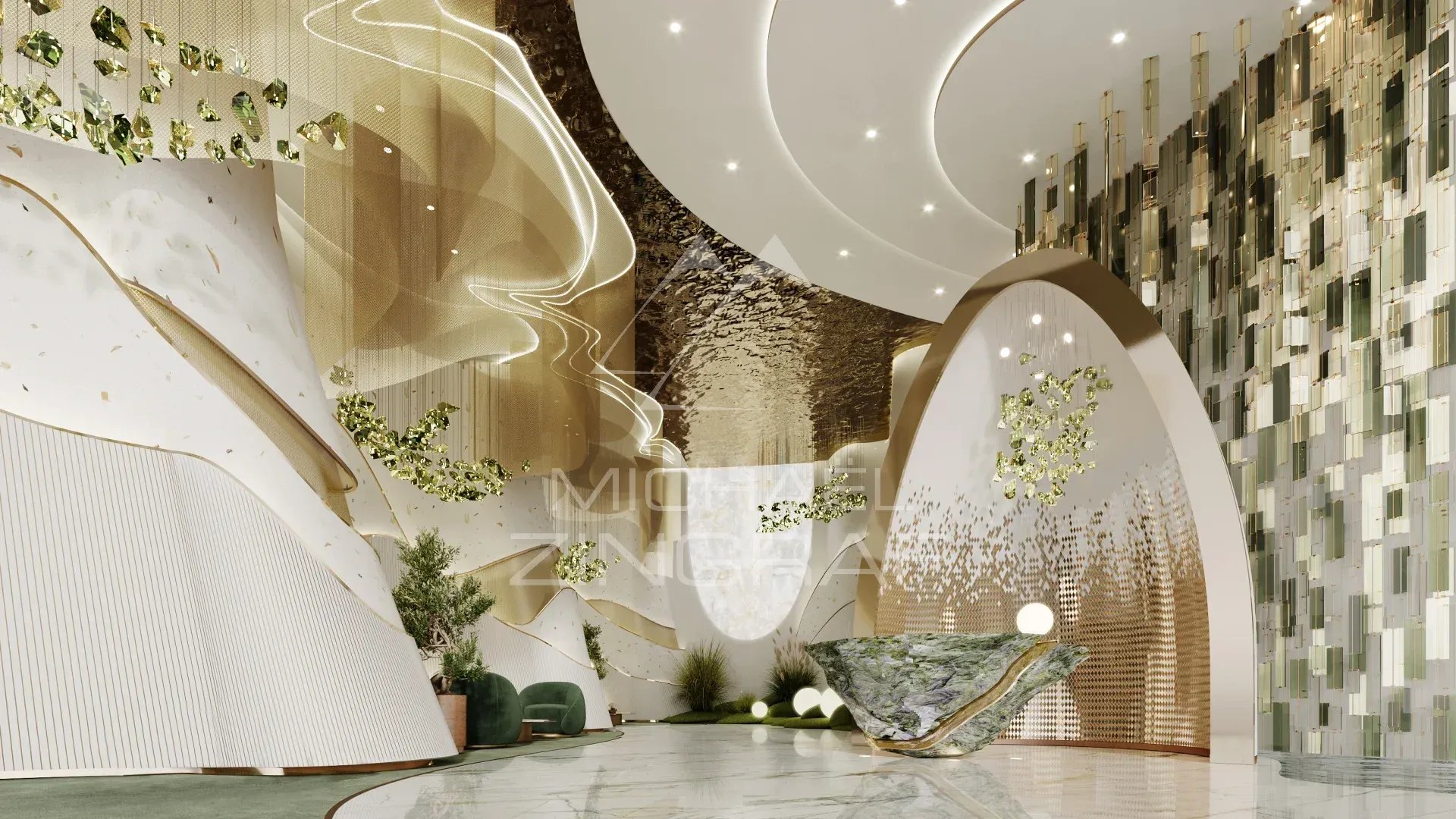Intérieur élégant d’un duplex à Dubaï Intérieur d'un duplex à Dubaï avec des murs artistiques et un espace lumineux.