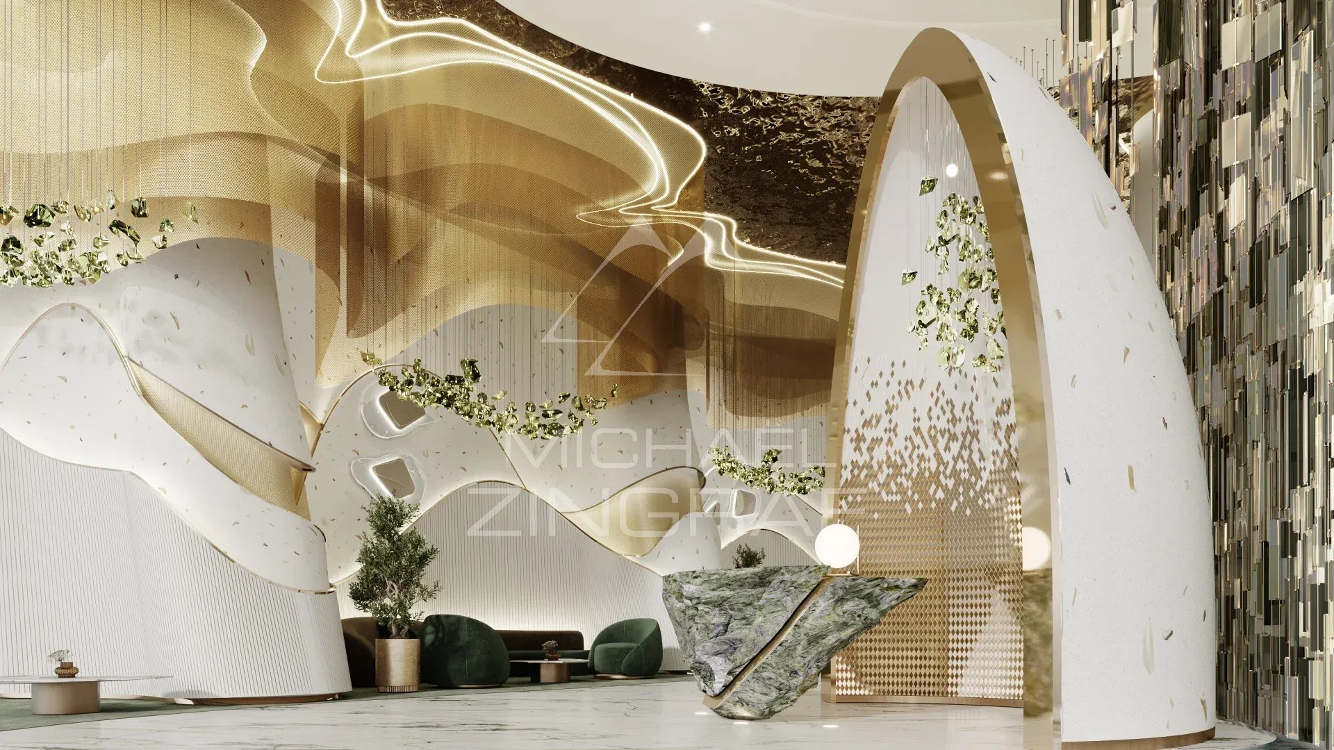 Intérieur d’un duplex à Dubaï Intérieur d'un duplex à Dubaï avec des éléments architecturaux modernes et élégants.