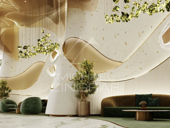 Intérieur d'un duplex de luxe à Dubaï avec design contemporain et éclairage naturel.