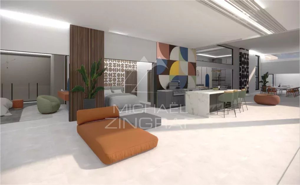 Intérieur de la villa LENI à Grand Baie Intérieur moderne d'une villa de luxe avec salon, cuisine et espace repas à Grand Baie.