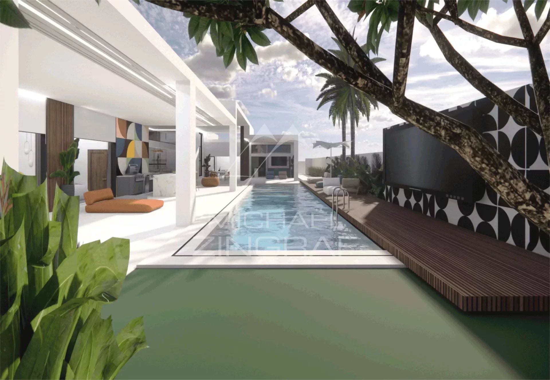 Villa LENI à Grand Baie Vue de la villa LENI avec piscine privée et espaces extérieurs à Grand Baie.