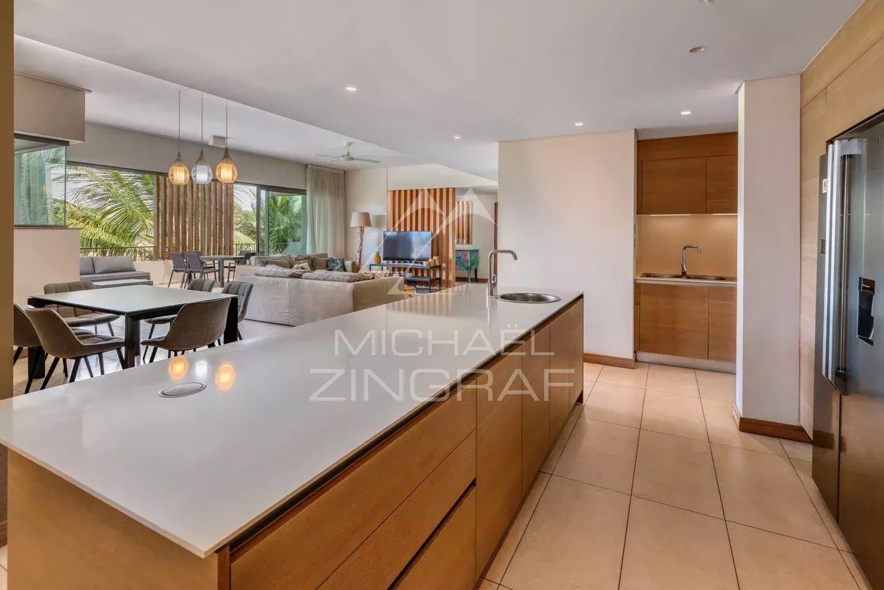 Contemporary penthouse in Mont Choisy Interior of a contemporary penthouse with open kitchen and spacious living room.