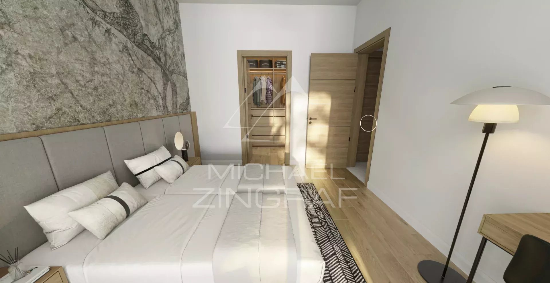 Chambre d’appartement à Balaclava Chambre d'un appartement moderne avec lit double et décoration minimaliste à Balaclava.