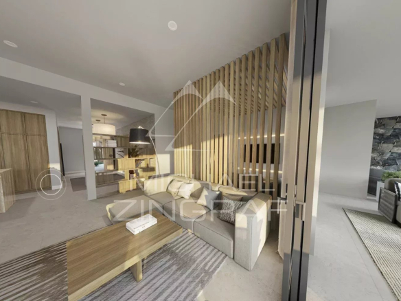 Intérieur d'un appartement moderne avec salon lumineux et décoration élégante à Balaclava.