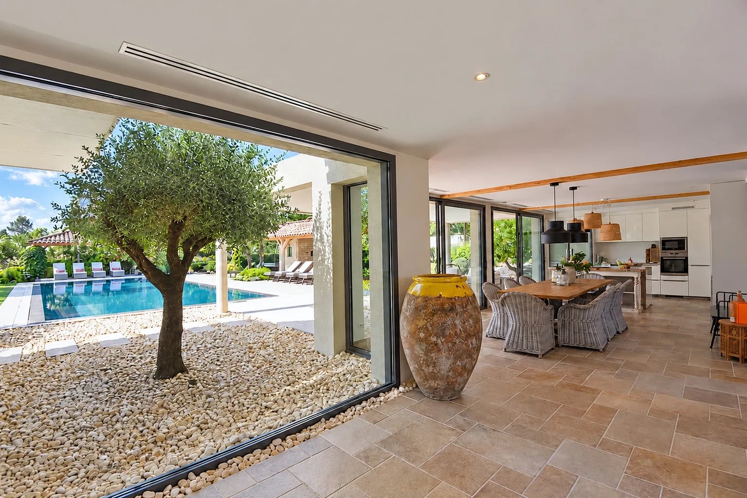 Luxury villa in Tourrettes Interior view of the luxury villa in Tourrettes with swimming pool and garden.