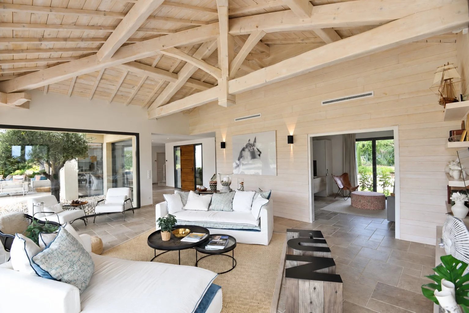 Interior of a villa in Tourrettes Interior of a contemporary villa with a spacious living room and refined decor in Tourrettes.