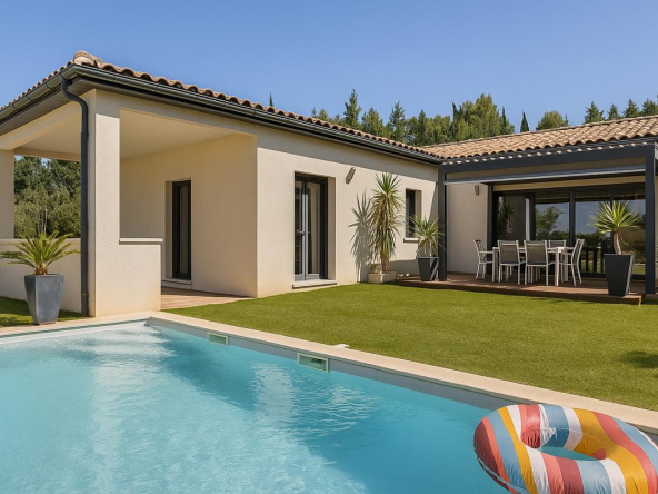 Vente maison plain pied contemporaine avec piscine ,Rochefort-du-Gard