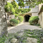 Stone building with swimming pool