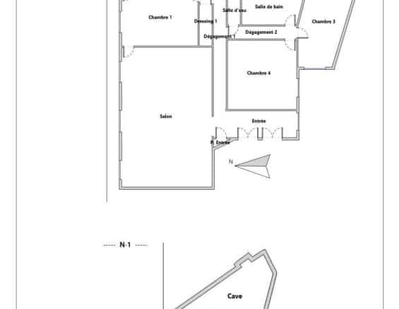 Plan d'un appartement de 160 m² dans le 5ème arrondissement de Paris.