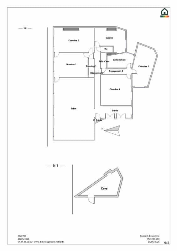 Plan d'un appartement de 160 m² dans le 5ème arrondissement de Paris.