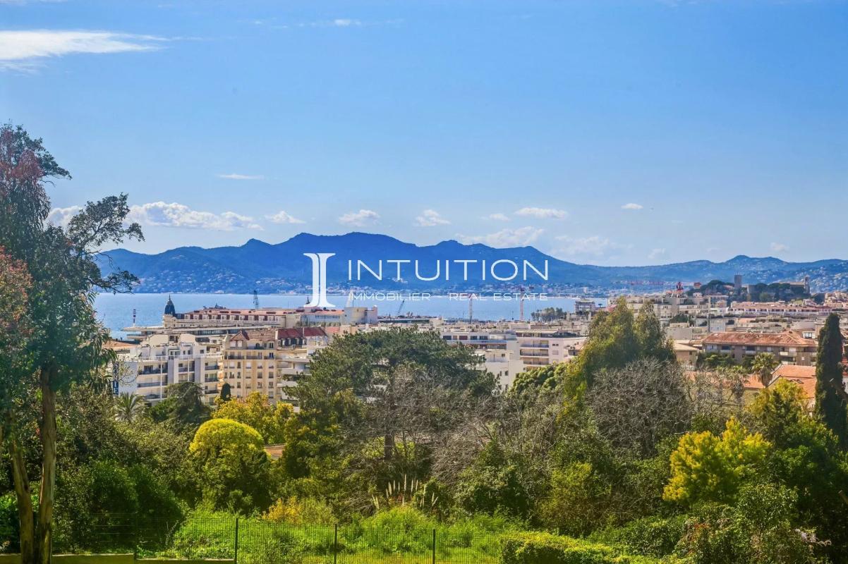 Unobstructed view of the sea and hills from an apartment in Cannes.