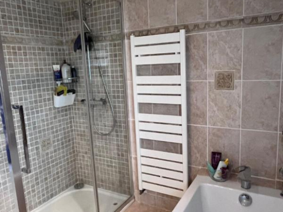 Modern bathroom with shower and bathtub
