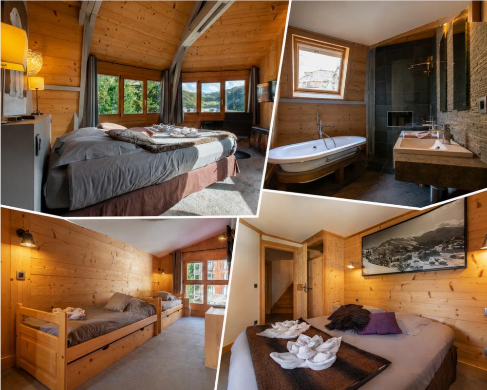 Chalet ALAYA NOA à Morzine Chalet ALAYA NOA à Morzine, intérieur avec chambres et salle de bain moderne.