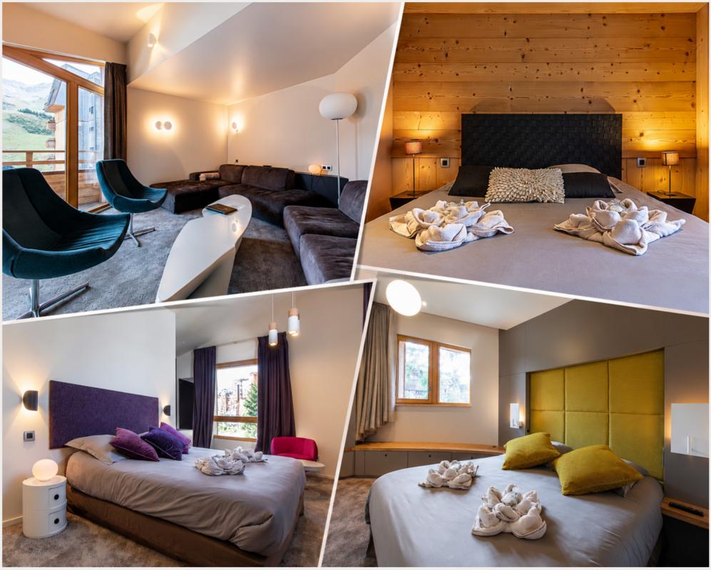 Chalet Alaya Alba à Morzine Intérieur du chalet Alaya Alba à Morzine, avec salon moderne et chambres élégantes.