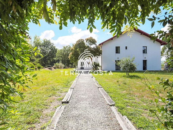 Chemin menant à une maison moderne dans un parc verdoyant de plus de 4 hectares à Saint-Jean-de-Marsacq.