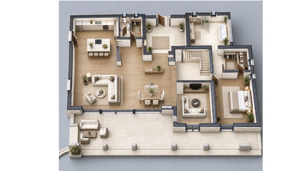 Plan of the property in Biot Villa plan with guest house and garage in Biot