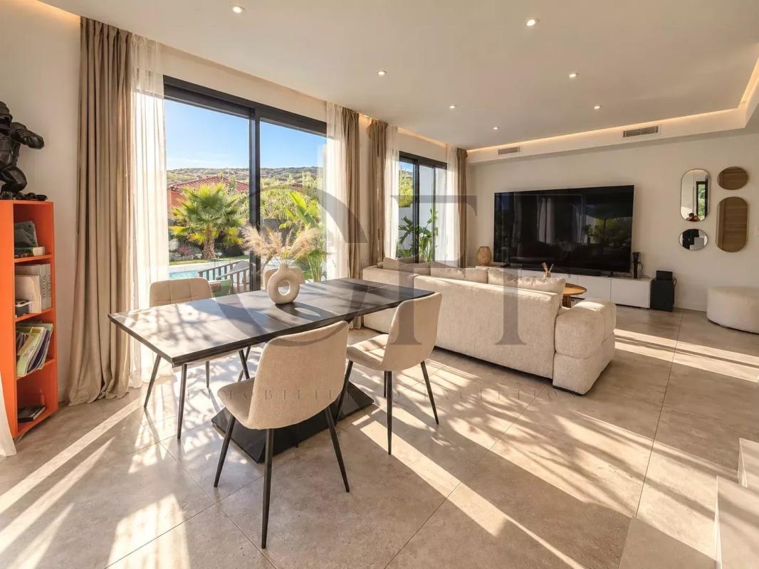 Interior of a contemporary villa Interior of a contemporary villa in Le Rove with a bright living room and modern furniture.