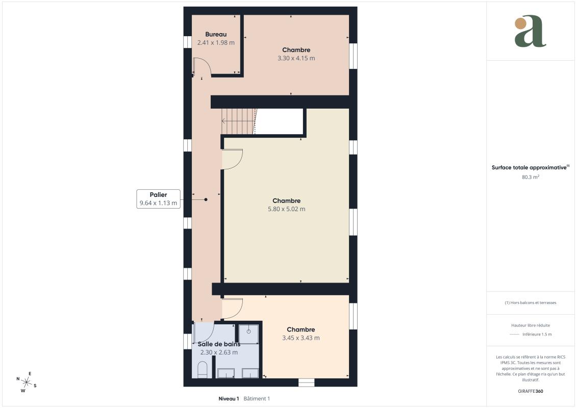 Villa plan in Callian Plan of a villa with three bedrooms, an office and a bathroom, on a plot of 1,500 m².