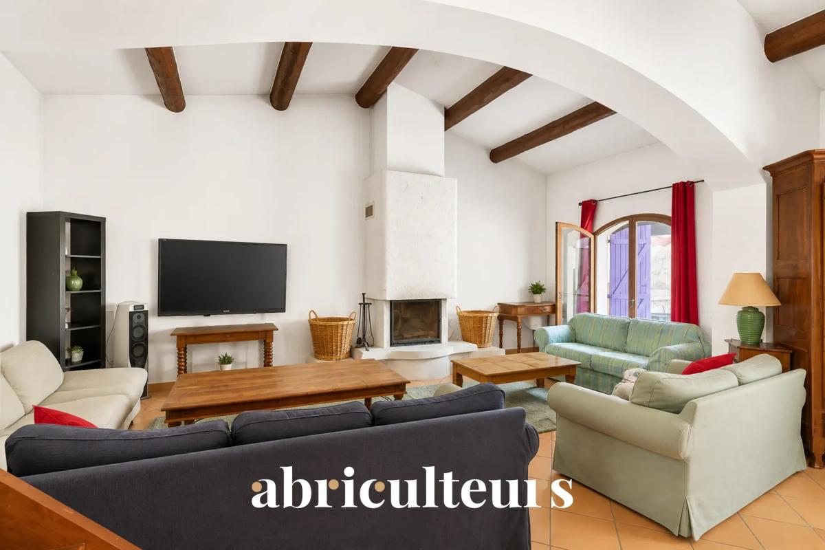Salon d’une villa aux Pennes-Mirabeau Intérieur d'un salon spacieux avec cheminée et canapés confortables aux Pennes-Mirabeau.