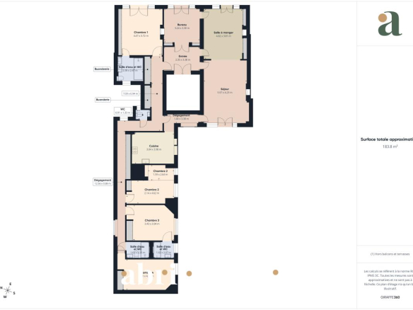 Floor plan of a 189 m² family apartment in Saint-Mandé with 7 rooms.