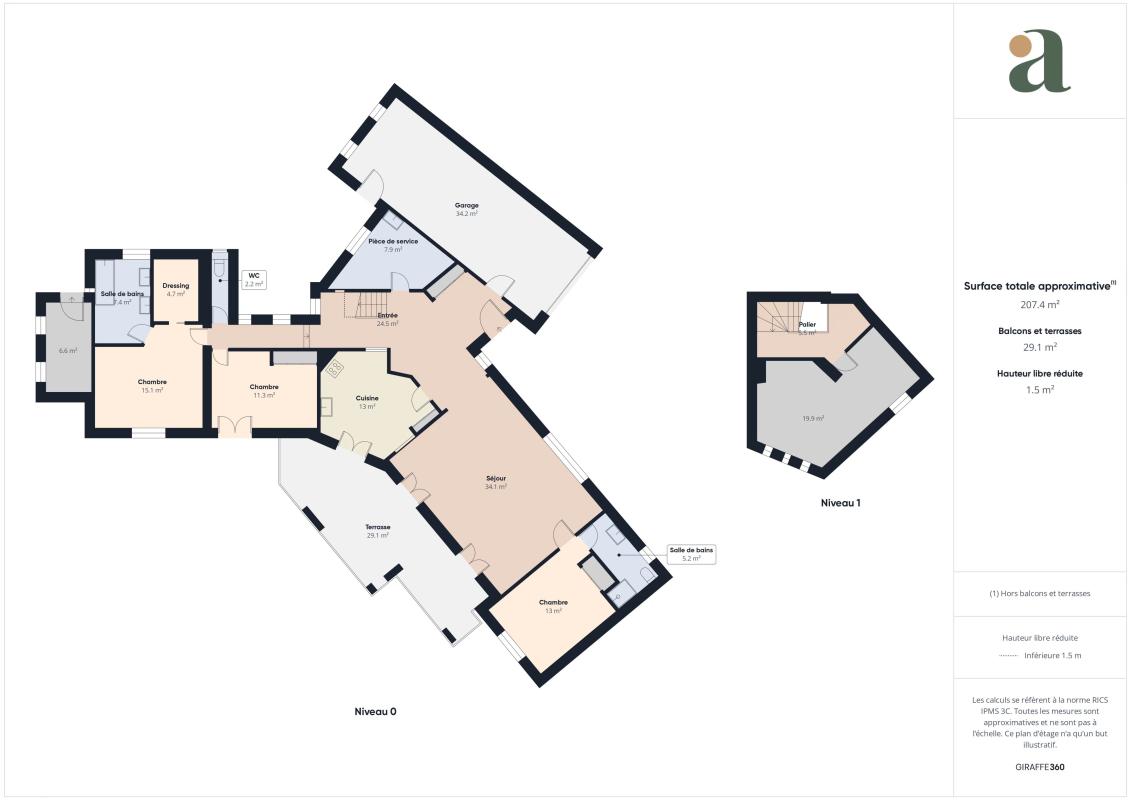 Plan de la villa à Cheval-Blanc Plan de la villa d'architecte rénovée de 155 m² avec piscine naturelle à Cheval-Blanc.